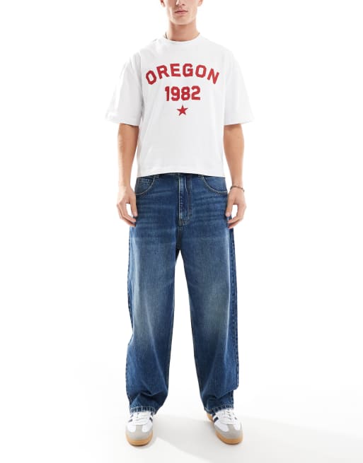 Pull&Bear STWD waistband skater jeans in blue