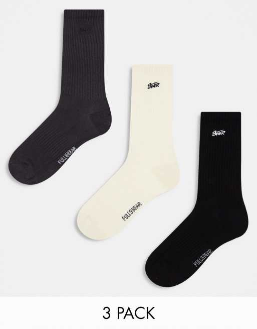 Pull&Bear – STWD – Zestaw 3 par skarpetek w różnych kolorach 