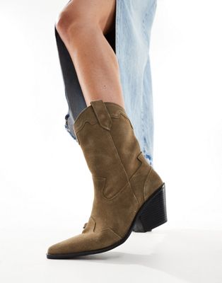 Pull&Bear suede boot in brown