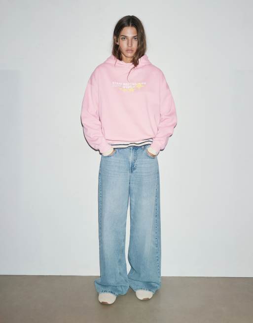 Pull&Bear suède capuchon met sterprint in roze, 4 van 7