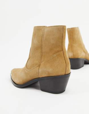 western ankle boots tan