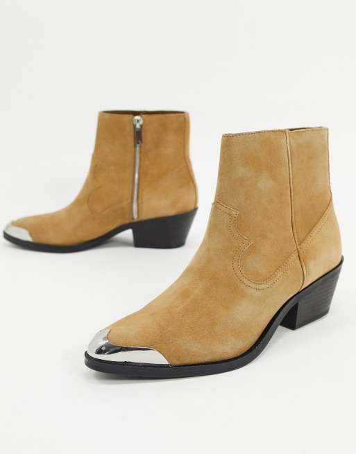 Tan suede western ankle boots hotsell