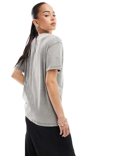 Pull&Bear sun graphic tee in grey, 3 of 4