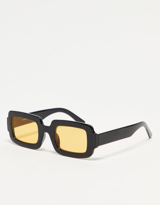 Pull Bear sunglasses in black with orange lens ASOS