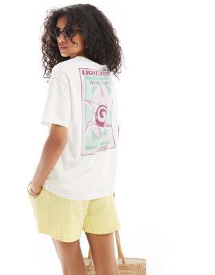 'Sunny Days' graphic oversized t-shirt in ecru-White