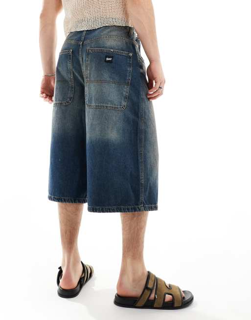 Baggy Shorts Jeans Pull And Bear Bermuda Shorts Pull On Blue Jean