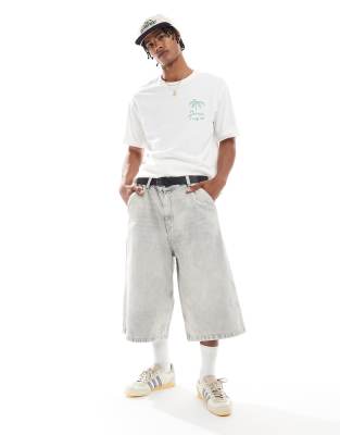 Pull & Bear super baggy denim short in grey