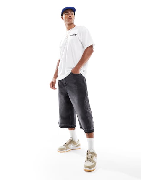 Pull&Bear super baggy distressed jorts in black - view 1