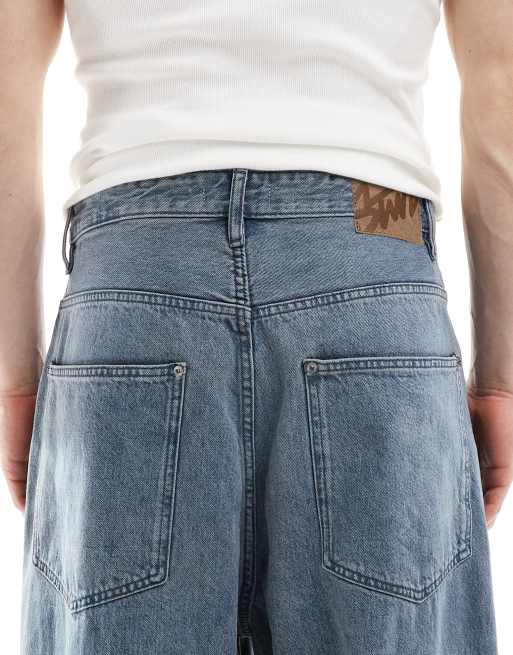 Pull&Bear super baggy double knee jeans in dark blue | ASOS