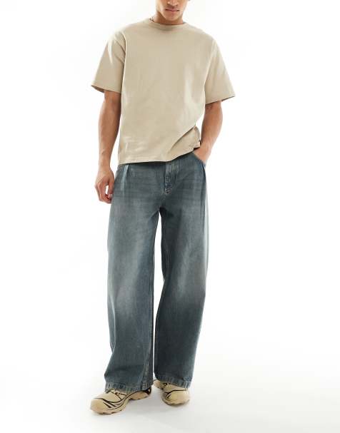 Pull&Bear super baggy fit jeans with darts in washed grey - view 1