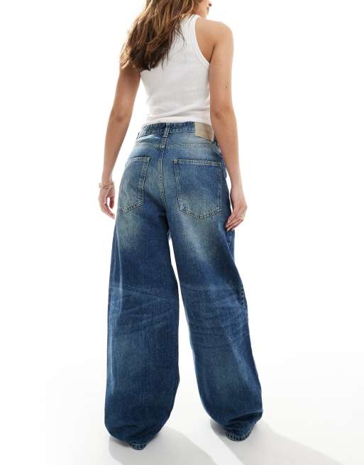 Pull&Bear super baggy jeans in dark blue