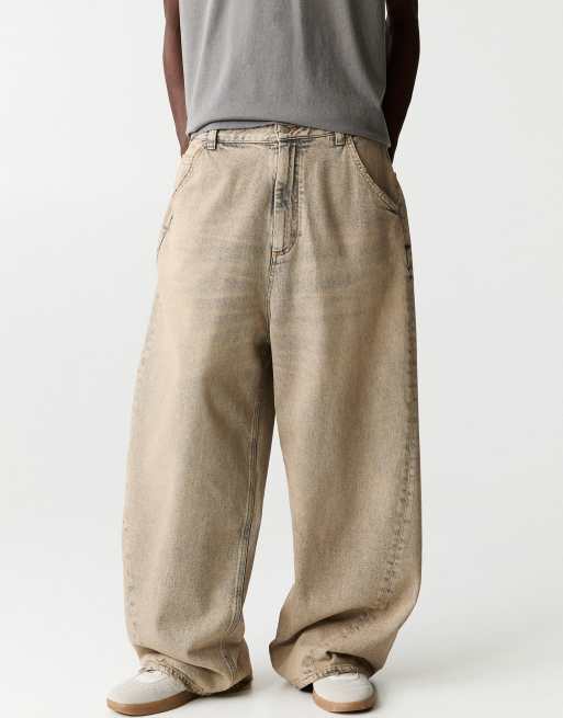 Pull&Bear super baggy jeans in stone