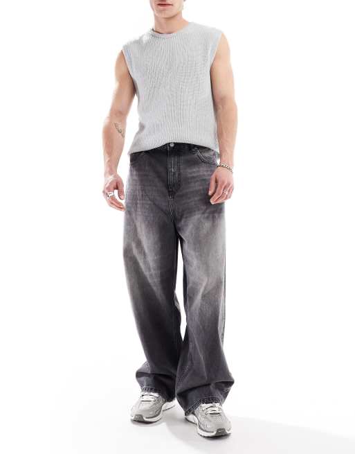 Pull&Bear super baggy  jeans in vintage black