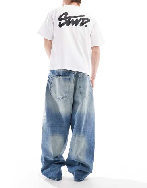 Pull&Bear super baggy jeans in vintage blue