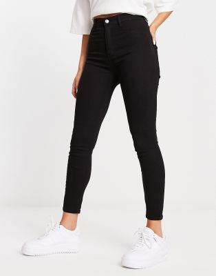 Pull & Bear Super Skinny High Waist Jeans In Black