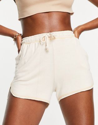 Pull&Bear super soft brushed jersey shorts in stone