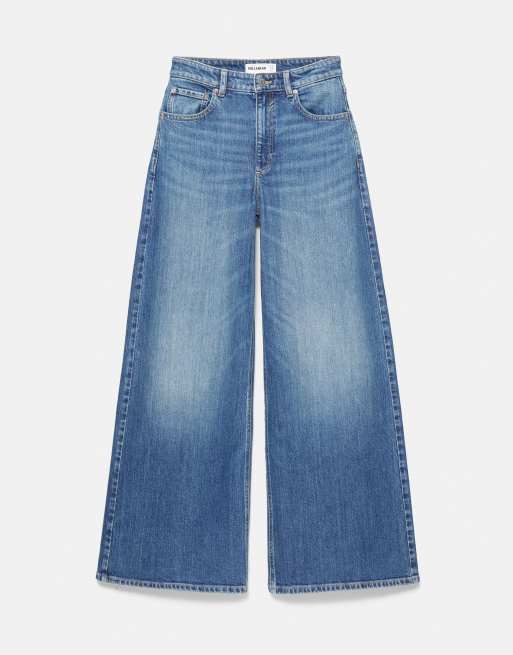 Pull&Bear Super wide-leg jeans in mid blue, 6 of 7