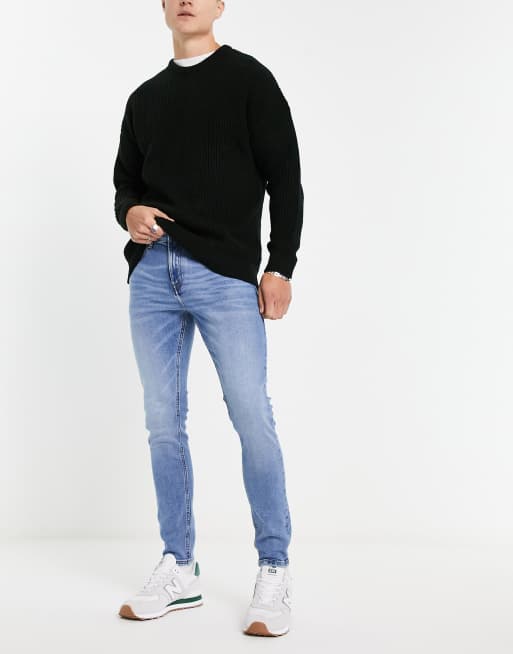Pull&Bear – Supereng geschnittene Basic-Jeans in Blau