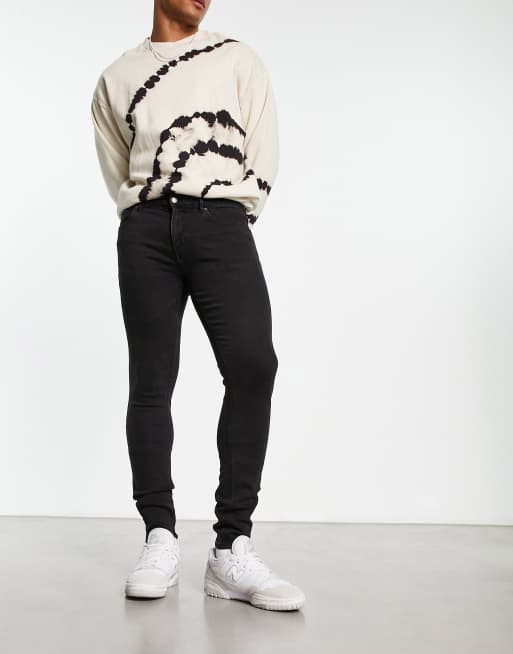 Pull&Bear – Supereng geschnittene Basic-Jeans in Schwarz