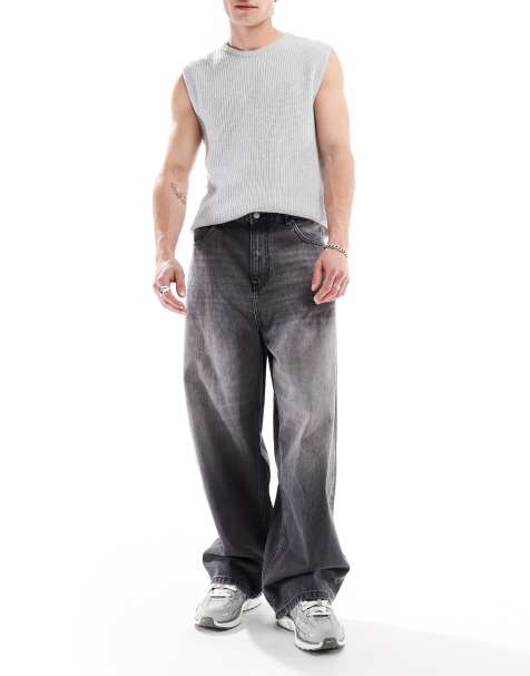 Pull&Bear – Superweite Jeans in Vintage-Schwarz - view 1