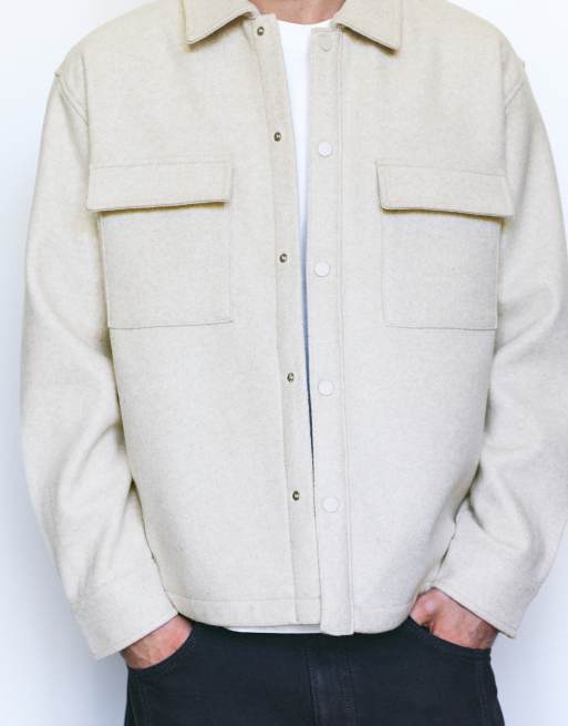Pull&Bear Surchemise à manches longues écru, 3 de 7