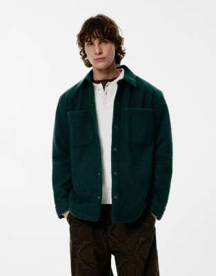 Pull & Bear - Surchemise en imitation peau de mouton - Vert foncé