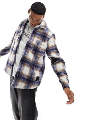 Pull&Bear checked textured overshirt in blue - ASOS Price Checker
