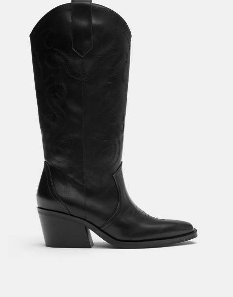 Pull&Bear – Svart cowboy-boots - view 1