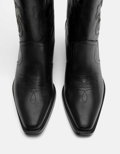 Pull&Bear – Svart cowboy-boots, 2 av 4
