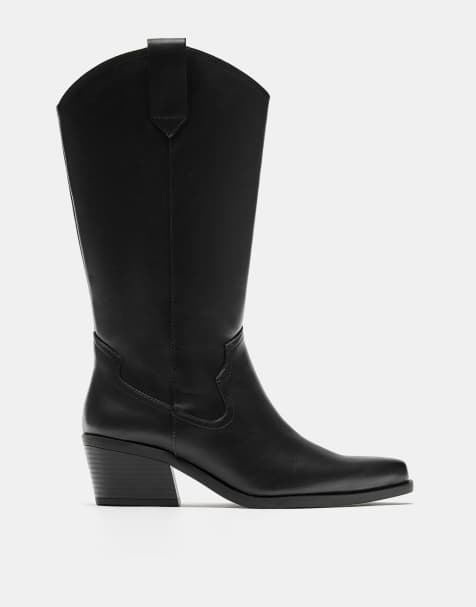 Pull&Bear – Svart cowboy-boots - view 1