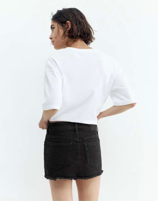 Pull&Bear – Svart, denimskort, 3 av 4