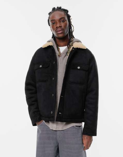 Pull&Bear – Svart, dubbelsidig truckerjacka - view 1