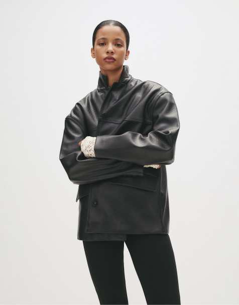 Pull&Bear – Svart jacka i läderimitation - view 1