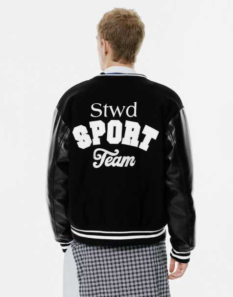 Pull&Bear – Svart jacka med collegebroderi - view 1