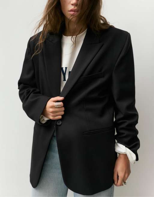 Pull&Bear – Svart kavaj i oversize, 2 av 4