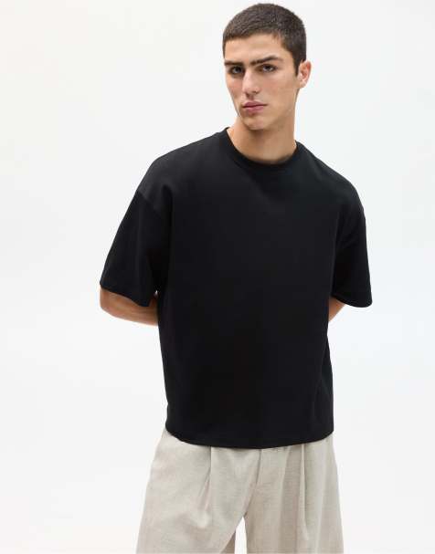 Pull&Bear – Svart, kraftig t-shirt - view 1