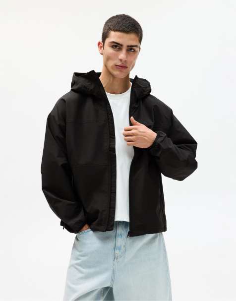 Pull&Bear – Svart regnjacka med paneler - view 1