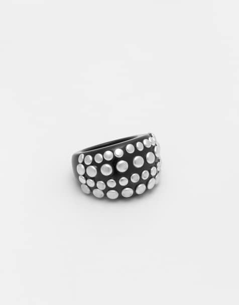 Pull&Bear – Svart ring med nitar - view 1