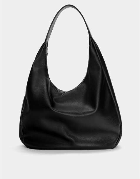 Pull&Bear – Svart shoppingväska i läderimitation - view 1