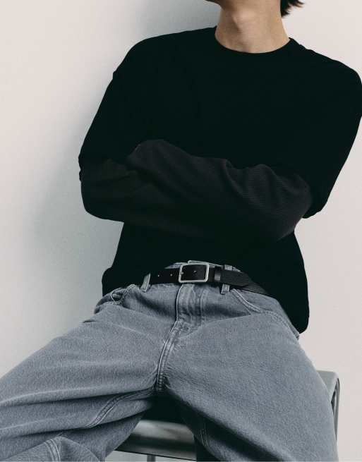 Pull&Bear svart skärp i läderimitation, 2 av 4