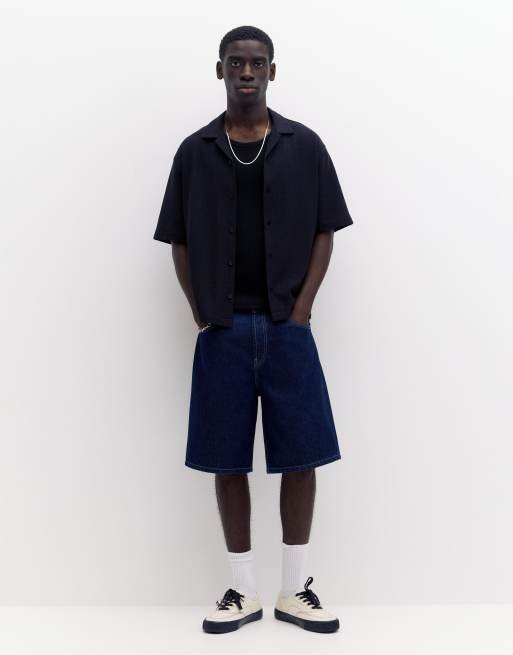 Pull&Bear – Svart skjorta i frotté med korta ärmar, 3 av 4