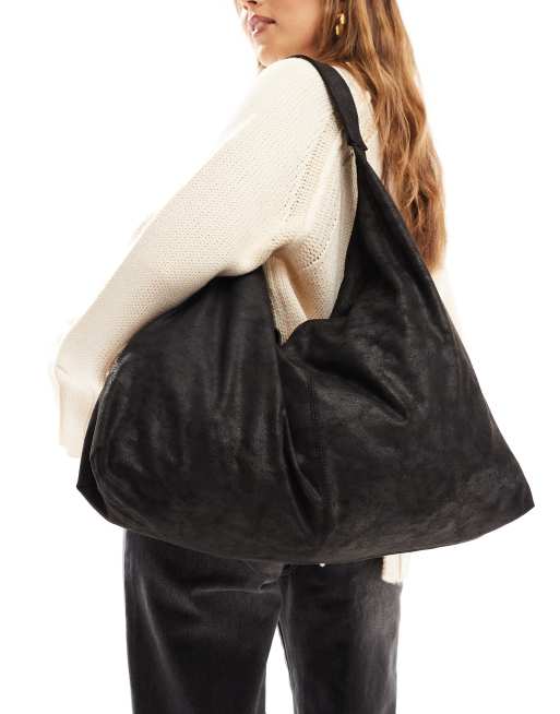 Pull&Bear – Svart, slouchy väska i oversize, 3 av 4