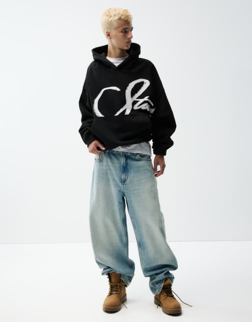 Pull&Bear svart stwd sweatshirt med huva i svart, 4 av 7