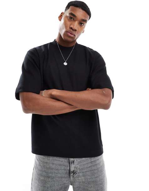 Pull&Bear – Svart t-shirt i kraftigt, mjukt material - view 1