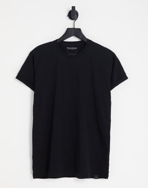 Pull&Bear – Svart t-shirt i muscle fit - view 1