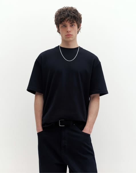 Pull&Bear – Svart t-shirt i oversize med korta ärmar - view 1