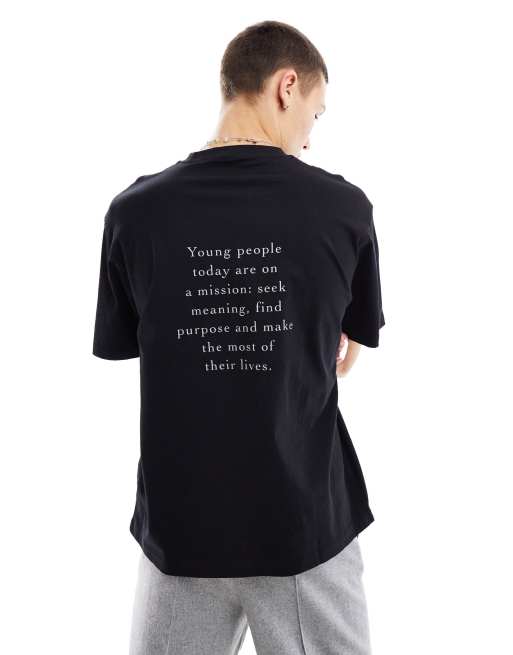 Pull&Bear – Svart t-shirt med 'Find Purpose'-tryck, 4 av 4