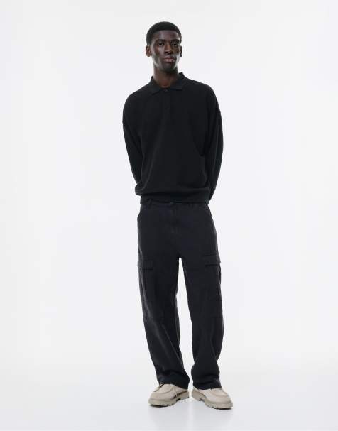 Pull&Bear – Svarta baggy cargobyxor - view 1