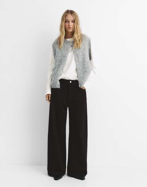 Pull&Bear – Svarta, baggy jeans med medelhög midja - view 1