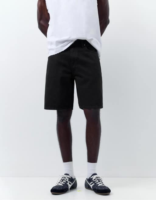 Pull&Bear – Svarta bermudashorts i denim med standard-passform, 4 av 4